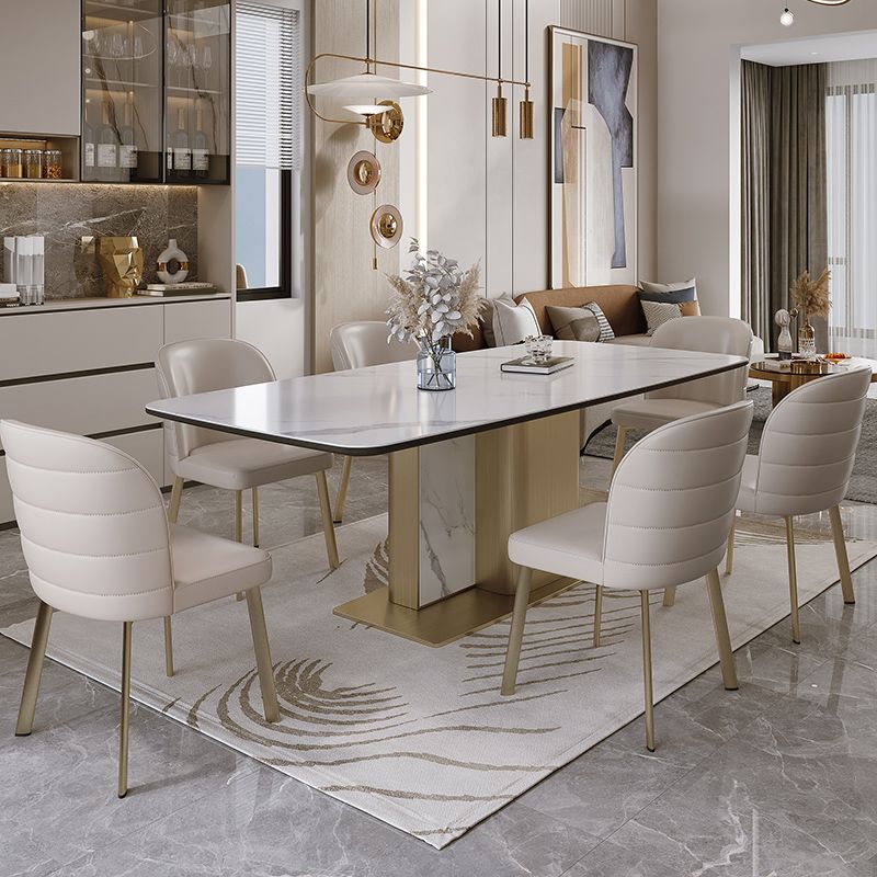 Nordic Glam Style Sintered Stone Rectangle Table Set 1/4/5/7 Pieces Dining Set Clearhalo 'Dining Room Sets' 'Dining Tables & Seating' 'dining_room_set' 'furn' 'furn_dining_room_set' 'Furniture' 'Kitchen & Dining Furniture' 1200x1200_7d3174ee-82ba-42cf-b8d0-1ecefe66420e