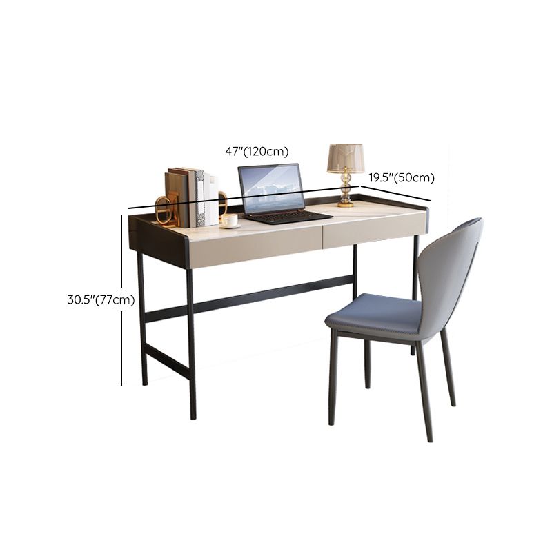 Bureau d'écriture contemporain rectangulaire Bureau de bureau en pierre avec les jambes