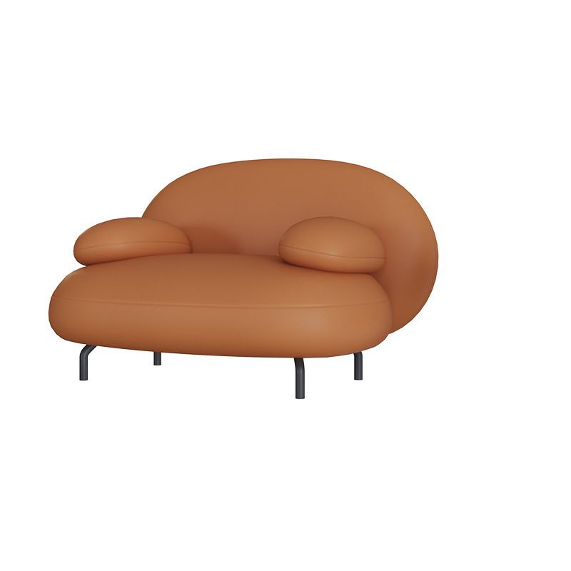 コンテンポラリー29.5 "Hオレンジフェイクレザーピロートップアームソファー