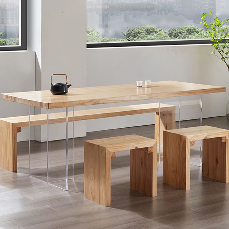 Minimalists Rectangle Khaki Dining Table Solid Wood Standard Dining Table for Kitchen Clearhalo ' dining_table' 'Dining Tables & Seating' 'Dining Tables' 'furn' 'furn_dining_table' 'Furniture' 'furniture_dining_table' 'Kitchen & Dining Furniture' 'kitchen&dining_furn' 'kitchen' 'kitchen_dining_table' 1200x1200_7d35df2c-618e-46b7-b96a-8cd614ca6fd7