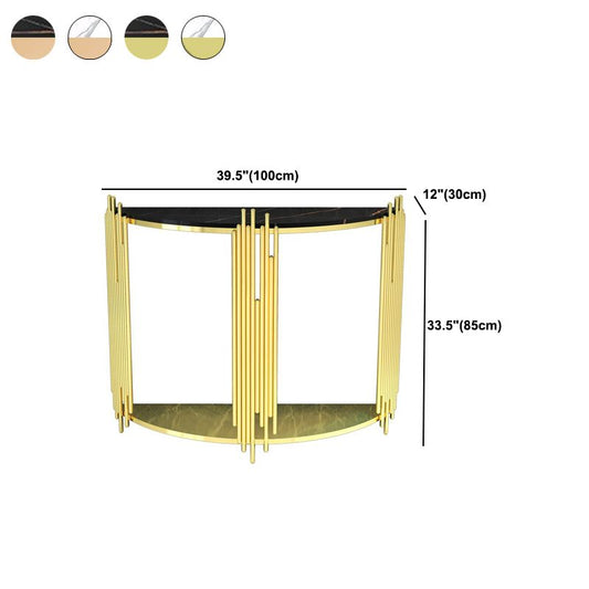 Console con console del pavimento di ferro glam ripiana per stoccaggio console mezzaluna resistente alle macchie