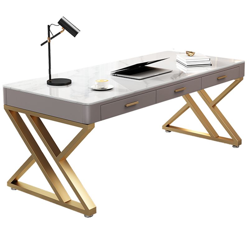 White Glam Writing Desk Rectangular Office Desk with Drawers Clearhalo 'furn' 'furn_office_desk' 'Furniture' 'Office Desks' 'Office Furniture' 'office_desk' 1200x1200_7d398b0c-5c02-45e7-aa7e-ae9bac2c55a6