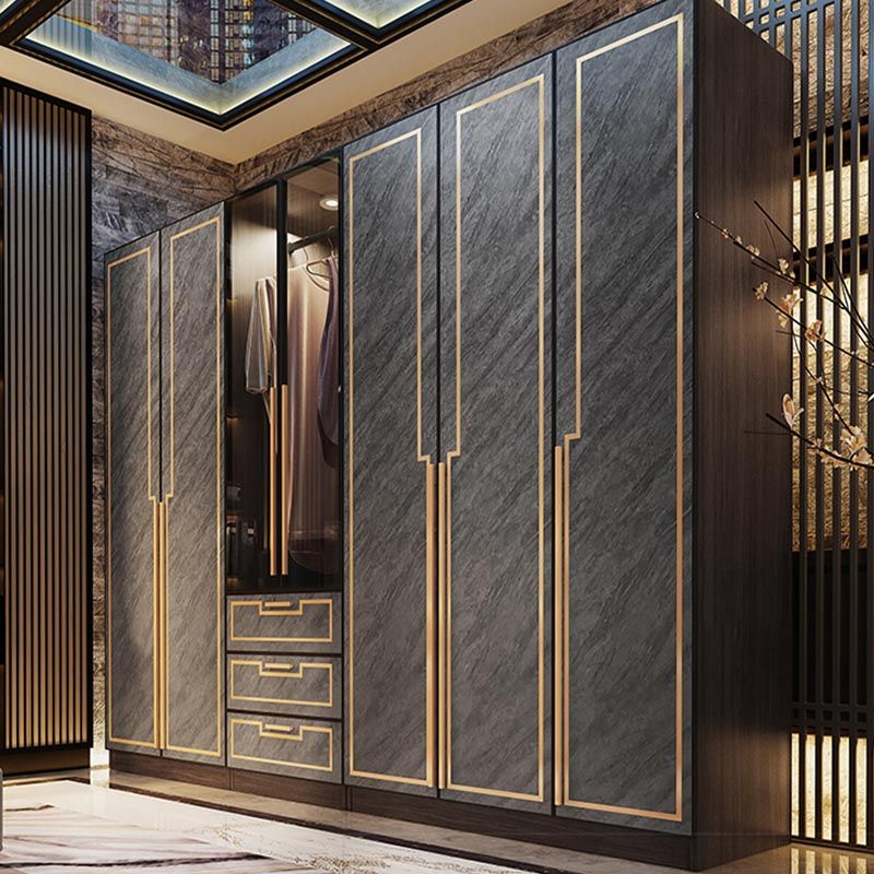 Mobile per finitura a specchio con porte di vetro grigio mobile per interni contemporanei