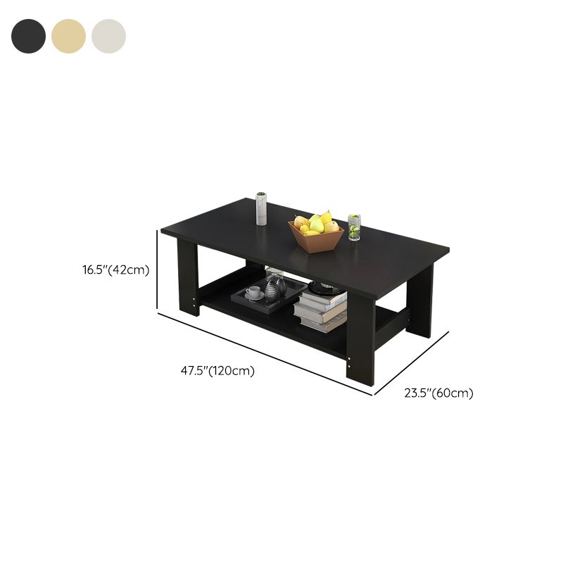 16.53" Tall Rectangle Top Coffee Table Wooden 4 Legs Cocktail Table with Shelf Clearhalo 'Coffee & Accent Tables' 'Coffee Tables' 'coffee_tables' 'furn' 'furn_coffee_tables' 'Furniture' 'Living Room Furniture' 1200x1200_7d3ba7d2-917b-48cd-9495-8680a886325e