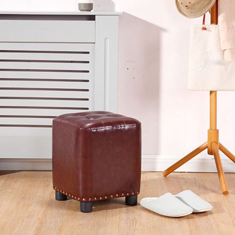 Trendy Leather Ottoman Plain Square Leather Foot Indoor Stool Ottoman Clearhalo 'furn' 'furn_ottomans_poufs' 'Furniture' 'Living Room Furniture' 'Ottomans & Poufs' 'ottomans_poufs' 1200x1200_7d3de5a3-a2a9-465c-882f-973deceec60d
