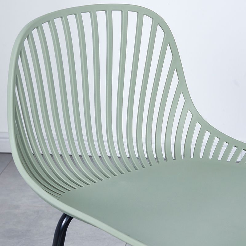 Contemporary Bucket Low Back Armless Bar Stools with Metal Base