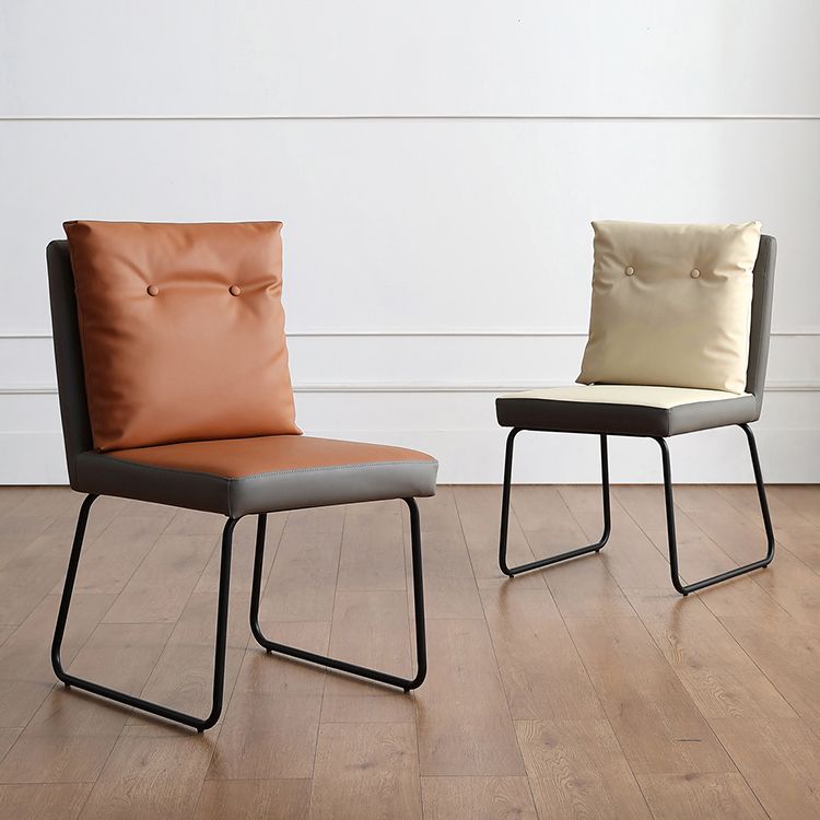 Contemporary Metal Dining Room Chairs Upholstered Dining Armless chairs for Home Use Clearhalo ' kitchen&dining_furn' 'Dining Chairs' 'Dining Tables & Seating' 'dining_chair' 'furn' 'furn_dining_chair' 'Furniture' 'furniture_dining_chair' 'Kitchen & Dining Furniture' 'kitchen' 1200x1200_7d408f5f-b8d3-4cfd-a272-62b5da017bd1
