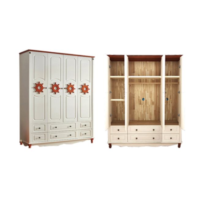 Hinged Wardrobe Cabinet with Legs Coastal Wooden Wardrobe Armoire Clearhalo 'Armoires & Wardrobes' 'armoires_wardrobes' 'Bedroom Furniture' 'furn' 'furn_armoires_wardrobes' 'Furniture' 1200x1200_7d41fef7-534c-4c1e-98be-929ee8a3f9cc