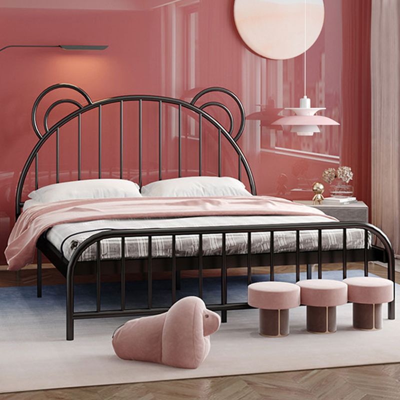 Bear Ear Headboard Glam Bed Iron Frame with  Footboard,Tall Clearance