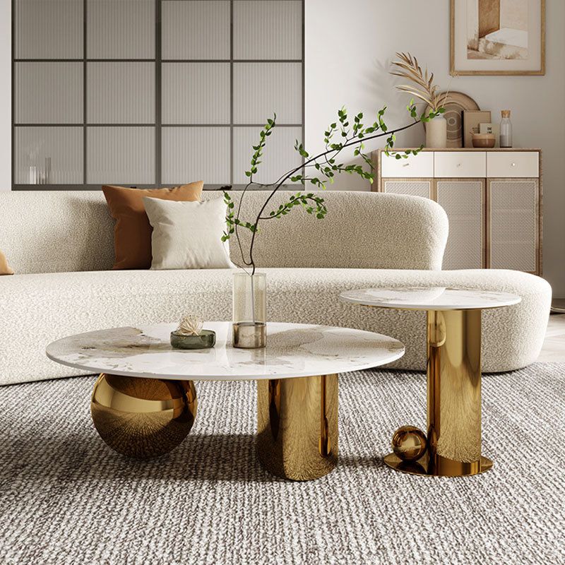 Glam Round Slate Cocktail Table Stainless Steel Abstract Coffee Table Clearhalo 'Coffee & Accent Tables' 'Coffee Tables' 'coffee_tables' 'furn' 'furn_coffee_tables' 'Furniture' 'Living Room Furniture' 1200x1200_7d42beb2-1baf-4aad-8d52-1dc8e246699d