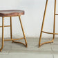 Modern Armless Backless Counter Stool Iron Kitchen Bar Stool with Pedal and Wooden Seat