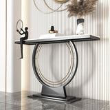 31.5" Tall Stone Accent Table Stain Resistant Console Table with 1 Shelf Clearhalo 'Console Tables' 'console_tables' 'Entry & Mudroom Furniture' 'furn' 'furn_console_tables' 'Furniture' 1200x1200_7d431d61-ba9f-417e-83ec-1f0c5bf8bb9d