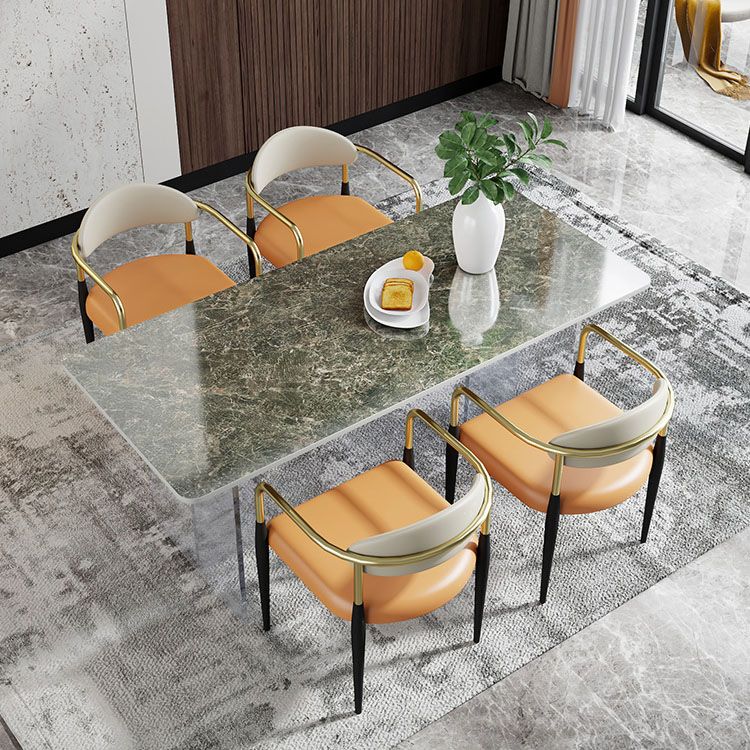 Designer Style 1/4/5/7 Pieces Dining Set Sintered Stone Top Dining Table with Chairs Clearhalo 'Dining Room Sets' 'Dining Tables & Seating' 'dining_room_set' 'furn' 'furn_dining_room_set' 'Furniture' 'furniture_dining_room_set' 'Kitchen & Dining Furniture' 1200x1200_7d43bbf8-8c10-44f9-9b3a-421fde1d4c8f