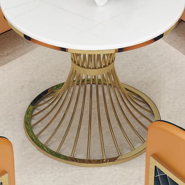Round Sintered Stone Two-Color Dining Table Glam Pedestal Table for Dining Room Clearhalo ' dining_table' 'Dining Tables & Seating' 'Dining Tables' 'furn' 'furn_dining_table' 'Furniture' 'furniture_dining_table' 'Kitchen & Dining Furniture' 'kitchen&dining_furn' 'kitchen' 'kitchen_dining_table' 1200x1200_7d43d577-d697-4ce4-a4fe-bff72d30eb3f