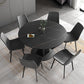 Contemporary Round Dining Table Sintered Stone Table with Metal Base for Kitchen