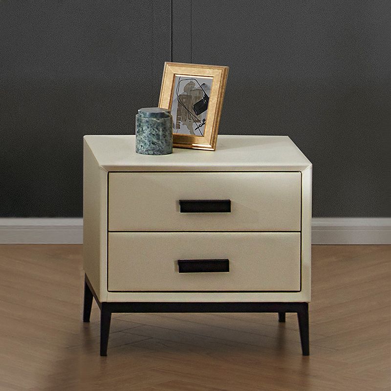 Contemporary Leather Accent Table Nightstand 18.11" Tall 2 Drawers Bed Nightstand Clearhalo 'Bedroom Furniture' 'furn' 'furn_night_stand' 'Furniture' 'night_stand' 'Nightstands' 1200x1200_7d48b9a5-daa5-4bb1-9576-489ee22ea746