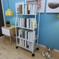 Modern Steel Bookshelf with Wheels Open Bookcase for Living Room