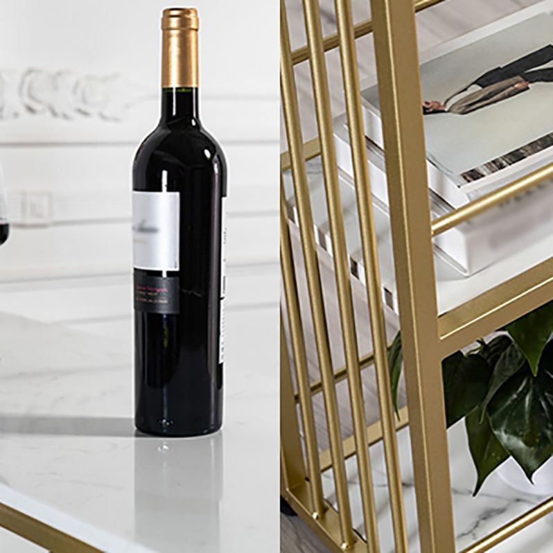 Glam White Marble Table with Rectangle Table Top Double Pedestal Table - 42" H Clearhalo 'Bar Furniture' 'Bar Tables' 'bar_tables' 'furn' 'furn_bar_tables' 'Furniture' 'furniture_bar_tables' 'Kitchen & Dining Furniture' 1200x1200_7d49bbfb-0ac5-4c76-841f-f9b4a34d8169