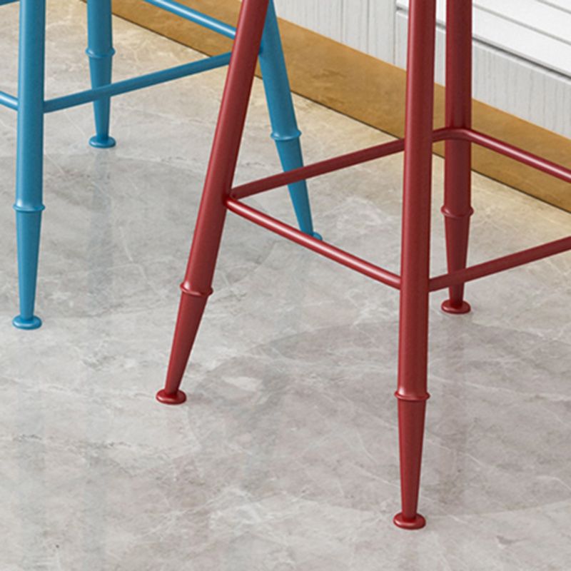 Modern Armless Backrest Counter Stool Iron Dessert Shop Bar Stool with Leather Cushion Clearhalo 'Bar Furniture' 'Bar Stools' 'bar_stools' 'furn' 'furn_bar_stools' 'furniture_bar_stools' 'Kitchen & Dining Furniture' 'kitchen&dining_furn' 'kitchen' 'kitchen_furn' Furniture' 1200x1200_7d4abb86-9b56-443b-9efc-ed9d8035213a