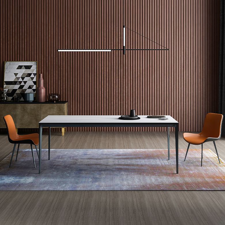 Metal Contemporary Rectangular Table High Gloss White Sintered Stone Dining Table with 4 Legs Clearhalo ' dining_table' 'Dining Tables & Seating' 'Dining Tables' 'furn' 'furn_dining_table' 'Furniture' 'furniture_dining_table' 'Kitchen & Dining Furniture' 'kitchen&dining_furn' 'kitchen' 'kitchen_dining_table' 1200x1200_7d4b9206-5b29-4a1f-8eef-c2e16944803a