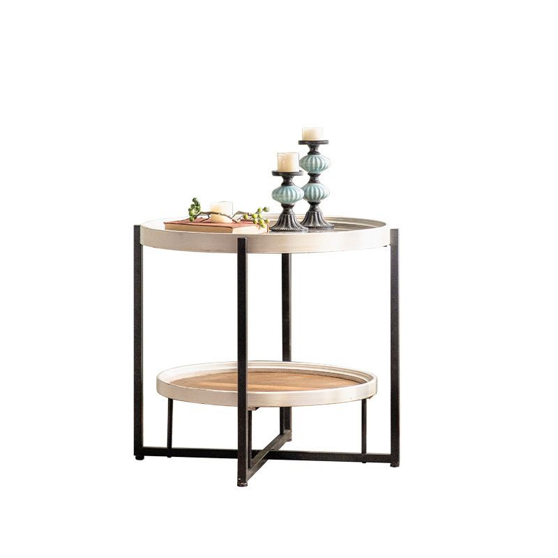 Glass Round Contemporary Coffee Table Cross Legs Single Coffee Table with Storage Clearhalo 'Coffee & Accent Tables' 'Coffee Tables' 'coffee_tables' 'furn' 'furn_coffee_tables' 'Furniture' 'Living Room Furniture' 1200x1200_7d4d239b-d731-41d3-ae0c-a3f0cec6e6b5