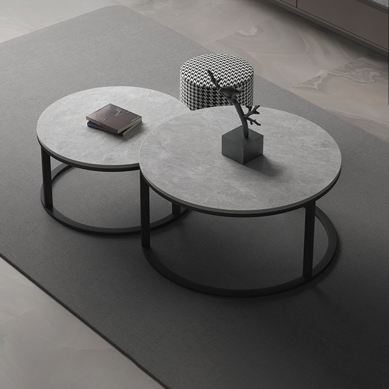 Slate Round Coffee Table 2 Piece Modern Minimalist Bunching Tables Clearhalo 'Coffee & Accent Tables' 'Coffee Tables' 'coffee_tables' 'furn' 'furn_coffee_tables' 'Furniture' 'Living Room Furniture' 1200x1200_7d4eaa15-45b7-416a-ba73-23492488a8c1
