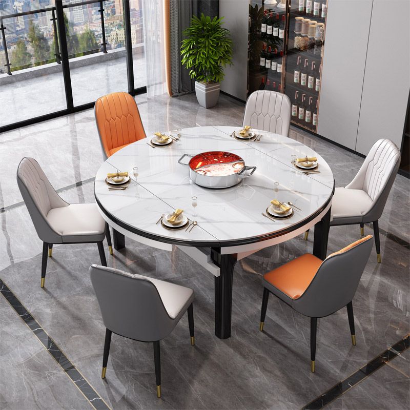 Kitchen Dinner Table Dining Room Stone Drop-Leaf Dining Table Clearhalo 'Dining Tables & Seating' 'Dining Tables' 'dining_table' 'furn' 'furn_dining_table' 'Furniture' 'Kitchen & Dining Furniture' 1200x1200_7d4f7d29-2edf-494e-ba50-cdab96ee1153