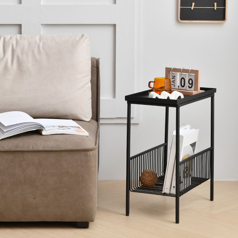Contemporary Metal End Table Tray Top Accent Side Table with Storage Clearhalo 'Coffee & Accent Tables' 'End & Side Tables' 'end_side_tables' 'furn' 'furn_end_side_tables' 'Furniture' 'Living Room Furniture' 1200x1200_7d516927-b530-4cb1-8b53-eda6bdd01b36