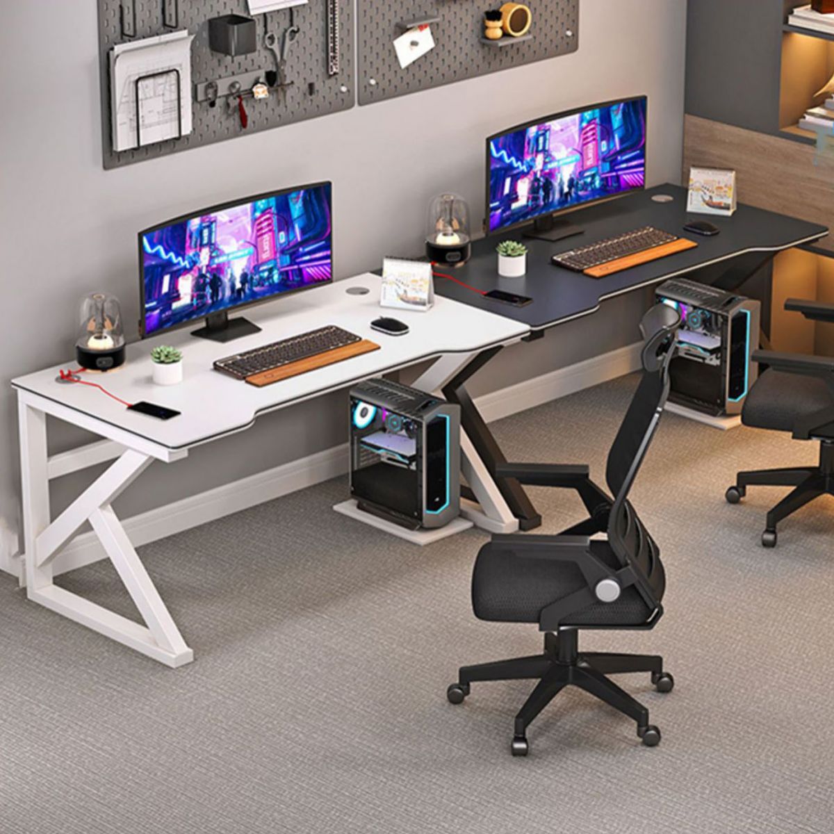 Modern Style Computer Desk Rectangular Shaped Task Desk in White/Black for Home Clearhalo 'furn' 'furn_office_desk' 'Furniture' 'Office Desks' 'Office Furniture' 'office_desk' 1200x1200_7d524dfa-0944-407a-9be8-bc81f9f4c39e