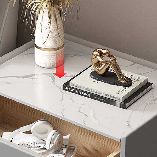 2-Drawer Nightstand with 4 Legs 20" Tall Stone Top Night Table Clearhalo 'Bedroom Furniture' 'furn' 'furn_night_stand' 'Furniture' 'night_stand' 'Nightstands' 1200x1200_7d52e62d-3fb7-4a60-bd96-dca40f39b28e