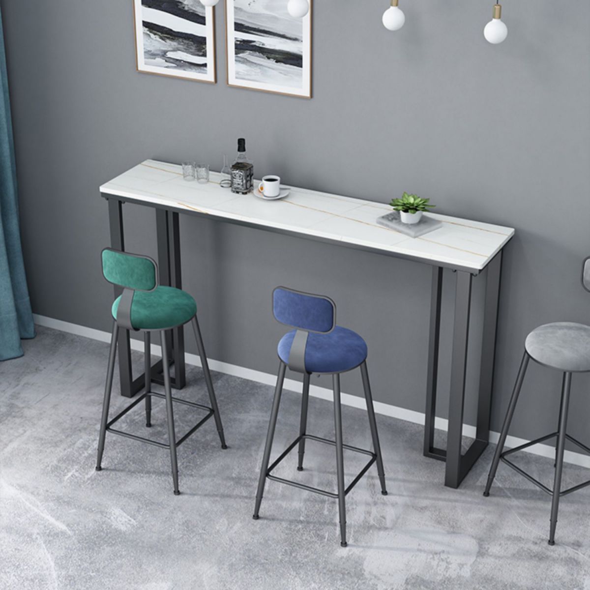 Modern Style Bar Table 42-inch Height Stone Top and Metal Base Bistro Table Clearhalo 'Bar Furniture' 'Bar Tables' 'bar_tables' 'furn' 'furn_bar_tables' 'Furniture' 'furniture_bar_tables' 'Kitchen & Dining Furniture' 1200x1200_7d557fbd-940f-4d68-a4ad-da6d5def3b19