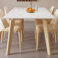 Mesa de comedor Mid-Century con tapa de piedra, mesa de comedor rectangular con patas naturales