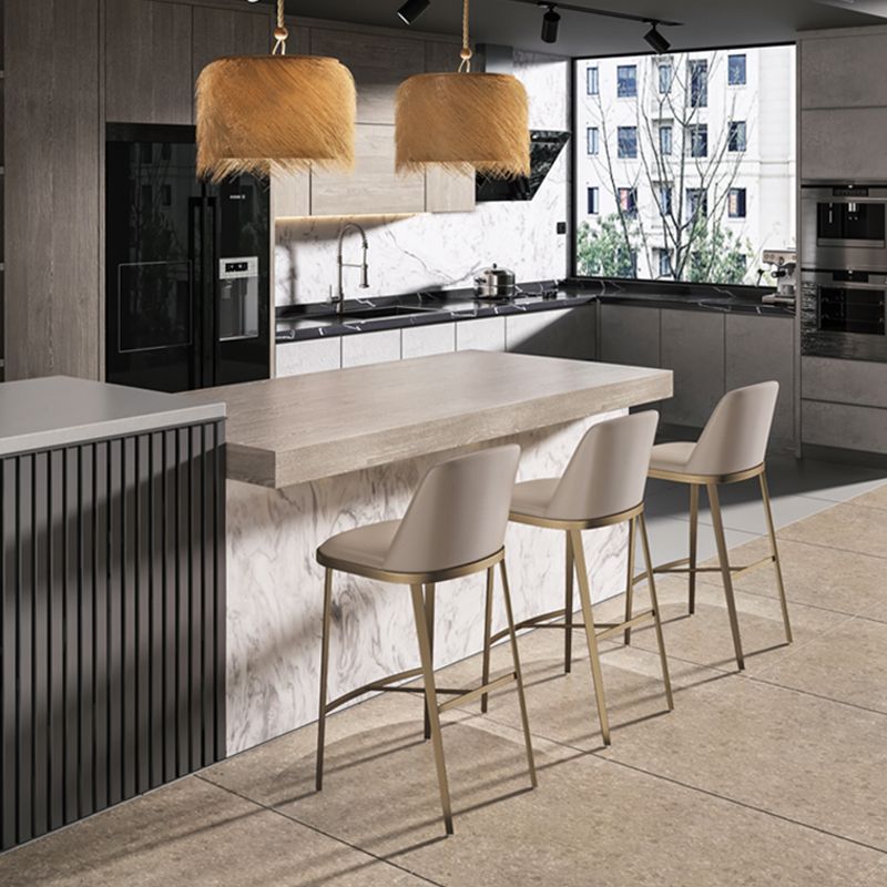 Glam Leather Bar Stool Backrest Gold Frame Counter Stool for Bristol