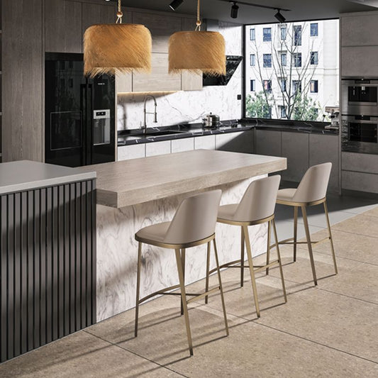 Glam Leather Bar Stool Backrest Gold Frame Counter Stool for Bristol