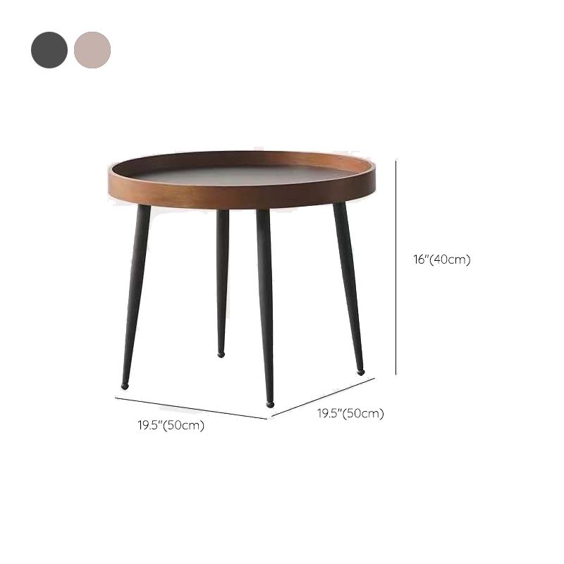 Round Black/Brown Metal Coffee Table Tray Top Cocktail Table