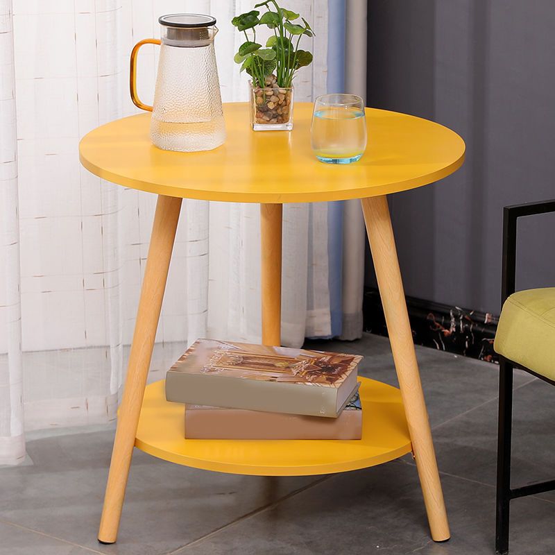 Mesa moderna de 3 piernas Mesa de madera maciza redonda de madera maciza para sala de estar