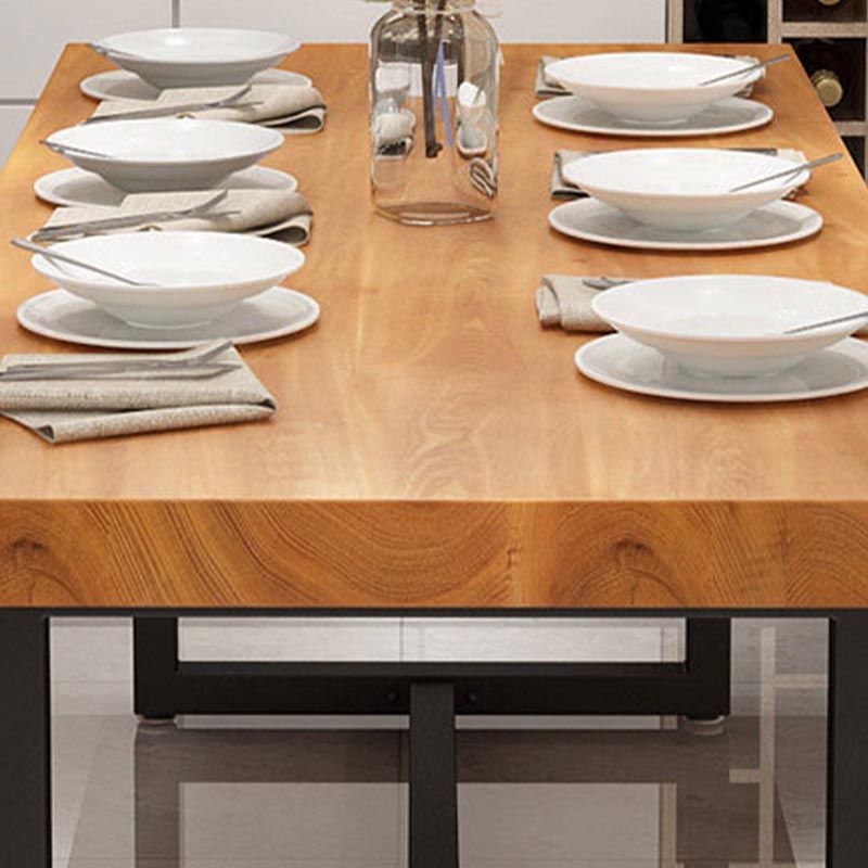 Industrial 1/5 Pieces Dining Set Rectangle Pine Wood Dining Table for Living Room