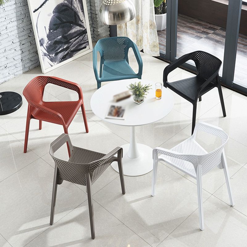 Contemporary Stackable Chair Dining Kitchen Arm Chair with Plastic Legs Clearhalo 'Dining Chairs' 'Dining Tables & Seating' 'dining_chair' 'furn' 'furn_dining_chair' 'Furniture' 'furniture_dining_chair' 'Kitchen & Dining Furniture' 1200x1200_7d58d7f2-5daf-4aee-9887-c56626666a21
