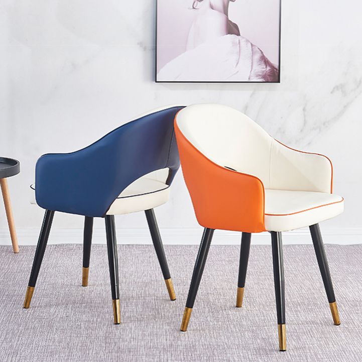 Scandinavian Home Arm Chair Upholstered Open Back Metal Dining Room Chair Clearhalo ' kitchen&dining_furn' 'Dining Chairs' 'Dining Tables & Seating' 'dining_chair' 'furn' 'furn_dining_chair' 'Furniture' 'furniture_dining_chair' 'Kitchen & Dining Furniture' 'kitchen' 1200x1200_7d59281d-8f6c-4092-84aa-c4b03137bd99