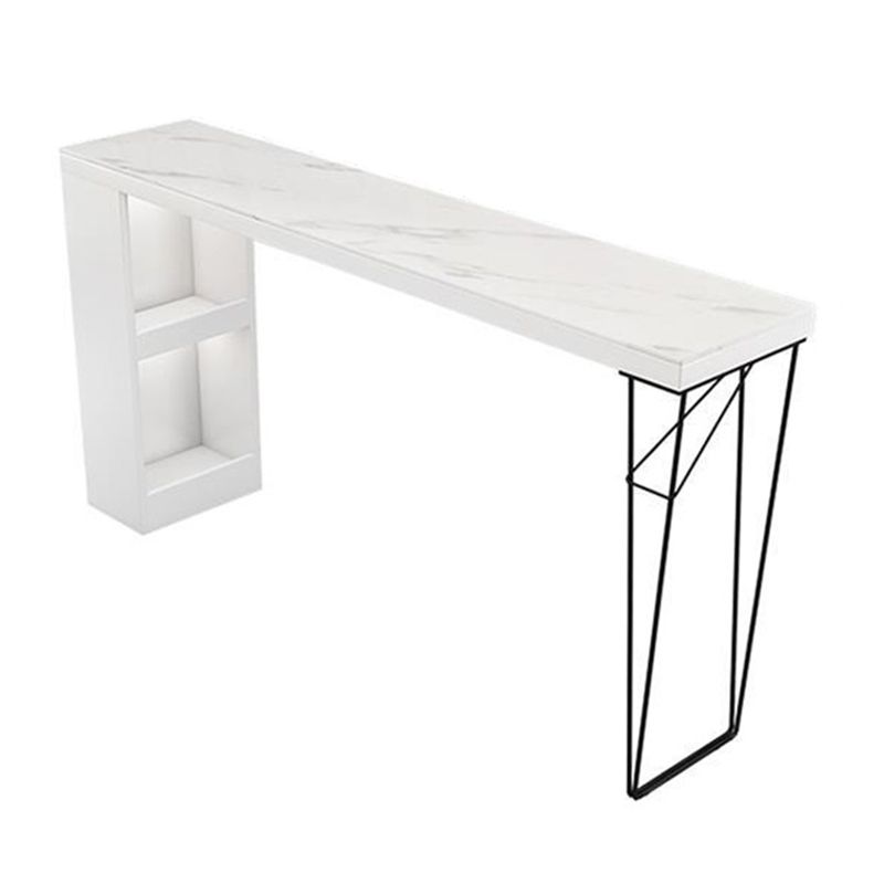 Dining Table Modern White Sintered Stone Top Bar Table with Storage Shelves Clearhalo 'Bar Furniture' 'Bar Tables' 'bar_tables' 'furn' 'furn_bar_tables' 'Furniture' 'Kitchen & Dining Furniture' 1200x1200_7d5983b7-2515-43dc-af26-4442070841db