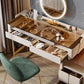 Glass Top Makeup Vanity Desk Storage Box Makeup Vanity Set with Drawer Clearhalo 'Bedroom Furniture' 'furn' 'furn_makeup_vanities' 'Furniture' 'Makeup Vanities' 'makeup_vanities' 1200x1200_7d59d882-4264-4f25-8f3e-77e4e056b778