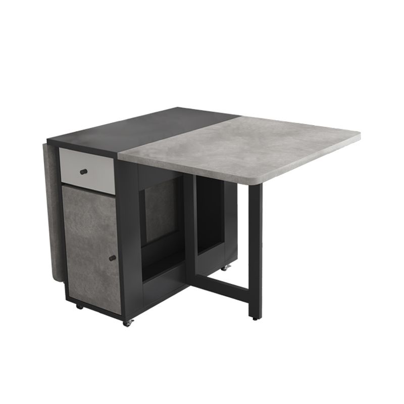 Mesa de comedor moderna plegable con tapa de madera, extensible para espacios pequeños en gris