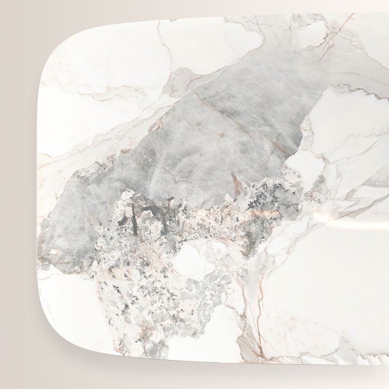 Tavolo da pranzo tradizionale di lusso con tavolo da pranzo superiore rettangolo di pietra bianca per cucina