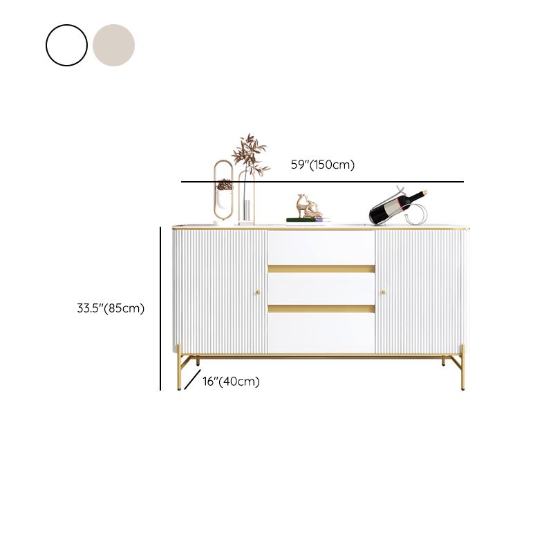 Glam Style Credenza Stone Buffet crédenza avec des tiroirs et des armoires