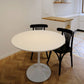 Contemporary Dining Table with White Pedestal Round Stone Top Dining Table