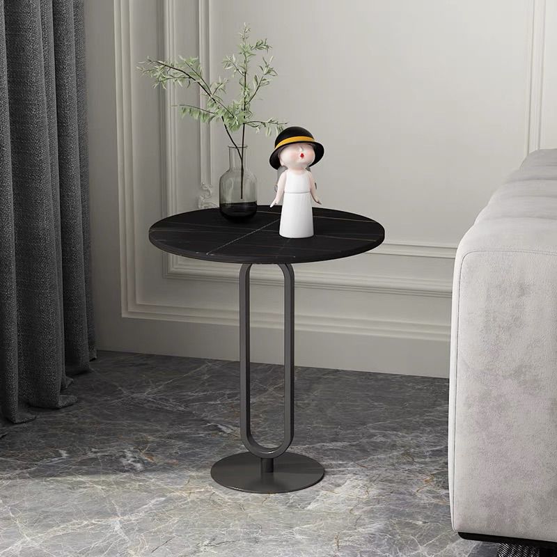 Stile moderno in metallo nero/oro Base roccia Slaba in nero/bianco tavolino rotondo