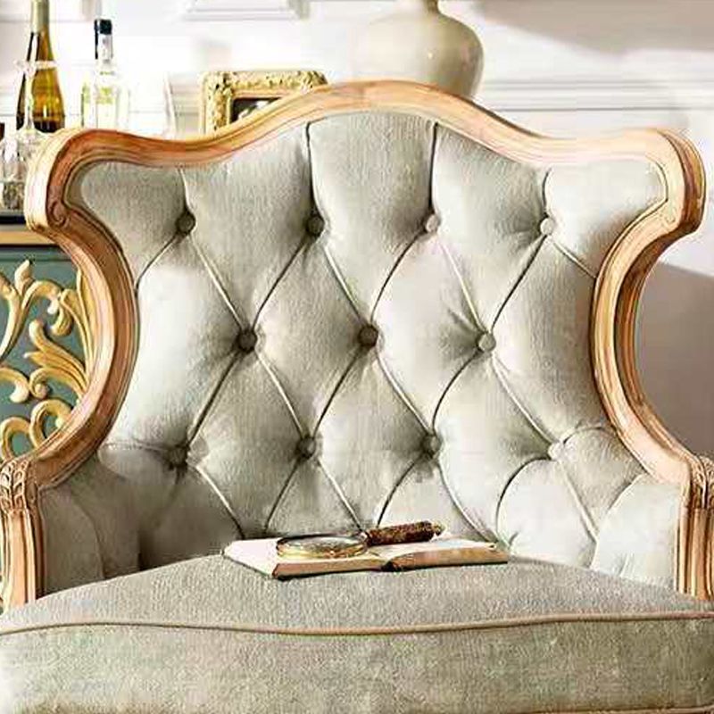 French Country Sofa Solid Wood Tufted Split-Back Settee for Living Room