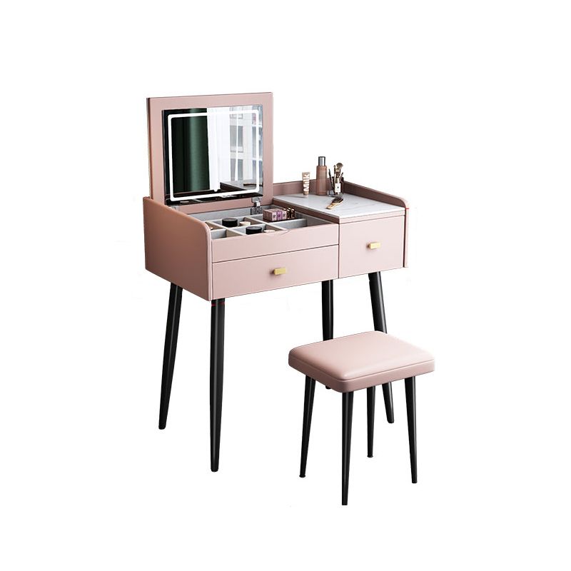 Flip Vanity in marmo singolo con sgabello imbottito Specchio a specchio da vanità