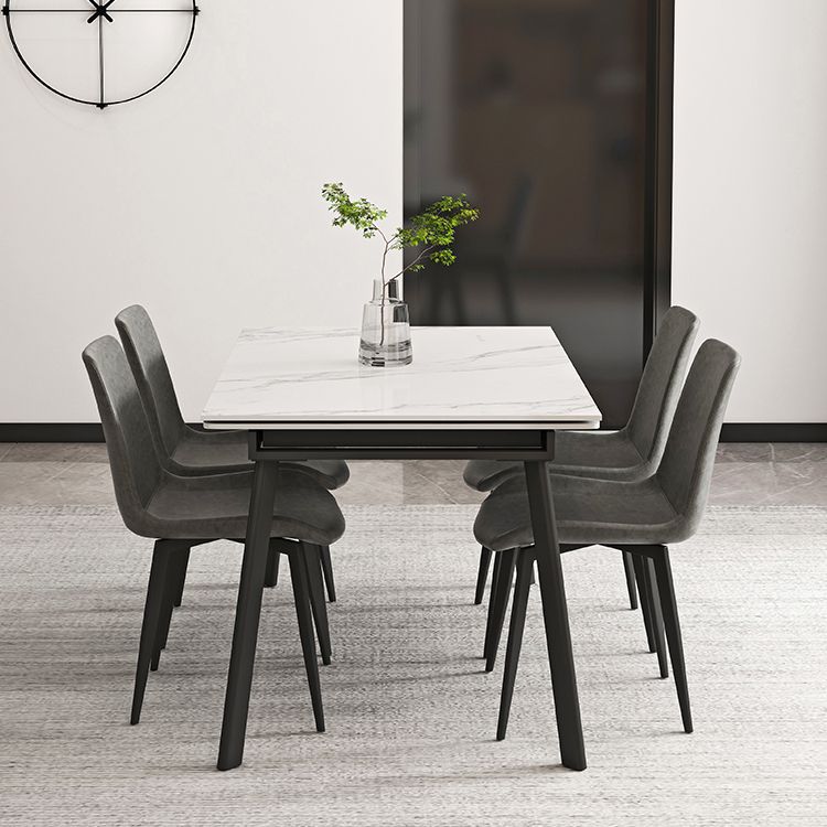 Modern 1/4/5/7 Pieces Rectangle Dining Table Set with Stone Top White Scalable Dinette Set Clearhalo 'Dining Room Sets' 'Dining Tables & Seating' 'dining_room_set' 'furn' 'furn_dining_room_set' 'Furniture' 'furniture_dining_room_set' 'Kitchen & Dining Furniture' 'kitchen&dining_furn' 'kitchen' 1200x1200_7d6270e8-2105-49f1-9558-8d3a7e5c9221