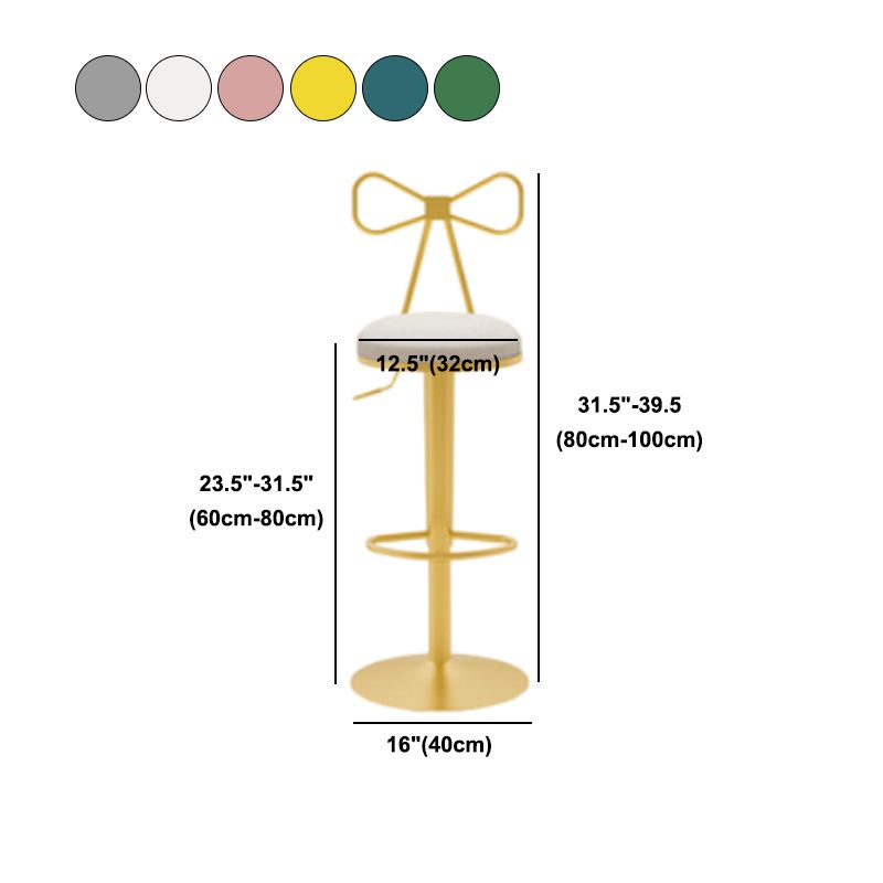 Glam Liftable Backrest Counter Stool Iron Cafe Bar Stool with Cushion and Pedal Clearhalo 'Bar Furniture' 'Bar Stools' 'bar_stools' 'furn' 'furn_bar_stools' 'Furniture' 'furniture_bar_stools' 'Kitchen & Dining Furniture' 1200x1200_7d63ce5e-e8d6-47ba-b374-3c9be9830292